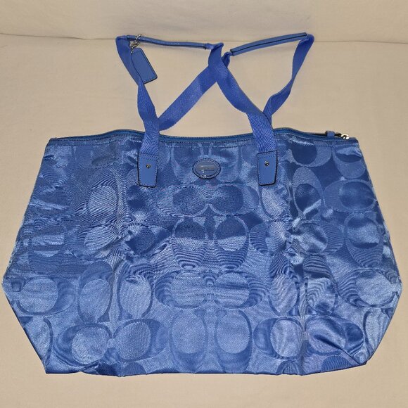 COACH Getaway Large Packable Blue Travel Weekender Tote With Zip Cosmetic Bag - Picture 7 of 15